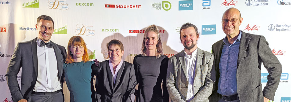 Die Diabetes-Charity Gala 2021 rückte  „Challenge D“ mit der IDAA-Vorsitzenden Ulrike Thurm (3. v. l.) ins Rampenlicht.