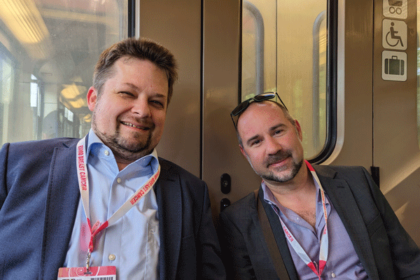 Zufallstreffen in der S-Bahn mit unserem Interviewpartner Prof. Dr. Justin Balko vom Vanderbilt University Medical Center, Nashville.