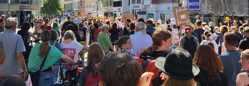 Die Klimabewegung ging zuletzt am 15.9. global auf die Straße. Hier der Wiesbadener Klimastreik.