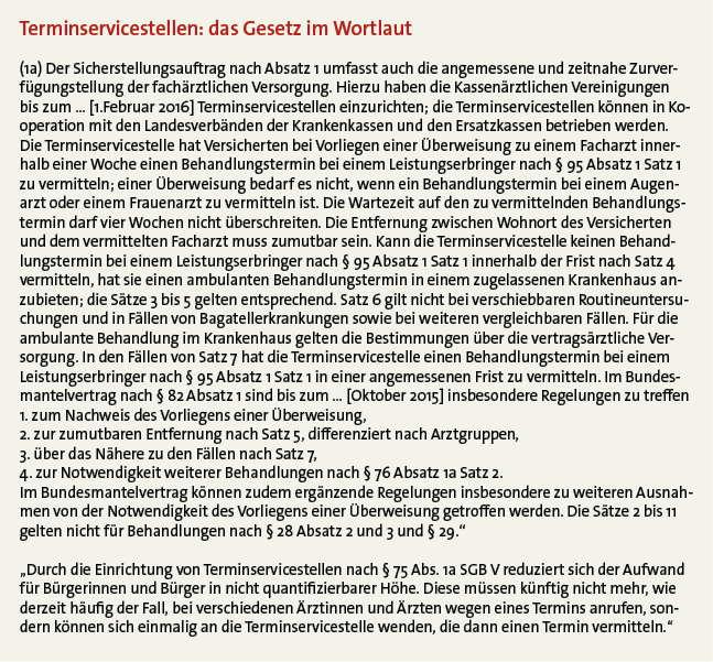 Terminservicestellen: das Gesetz im Wortlaut
