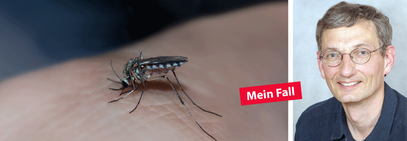 Zunächst sah alles wie ein normaler Mückenstich aus, dies täuschte aber (Rechts: Professor Dr. med. Pietro Nenoff , Facharzt für Haut- und Geschlechtskrankheiten, Mölbis)