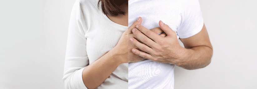 „Typische“ Herzbeschwerden haben eher Männer. Ein Ausstrahlen oder starke Schmerzen fehlen bei Frauen häufiger.