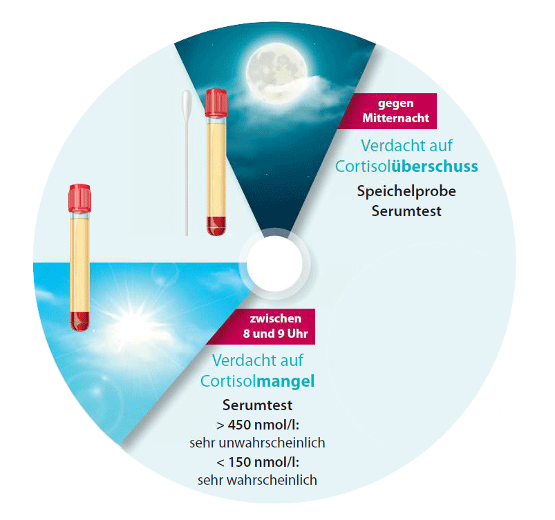 Der Stresshormonpegel ändert sich im Laufe des Tages. Man misst ihn am besten, wenn er am niedrigsten bzw. höchsten ist.