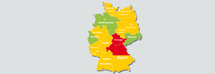 In Nordrhein, Sachsen, und Niedersachsen war das Hautkrebsscreening populär, in Nordbayern und Thüringen nicht. 