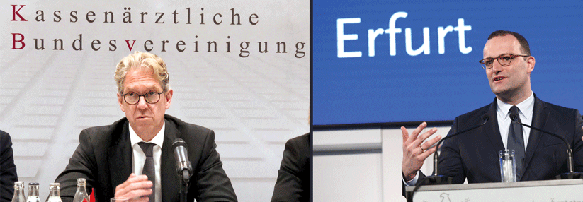 Für umsonst gibt es keine Stunde mehr, sagt KBV-Chef Dr. Gassen (l.). Das sieht Minister Spahn ein.