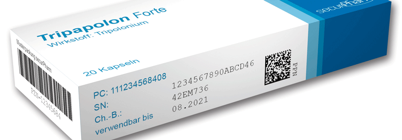 Die Verifizierung erfolgt durch das Abscannen des „Data Matrix Codes“ (rechts im Bild).
