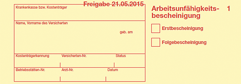 Der AU-Durchschlag warnt vor Krankengeldverlust.