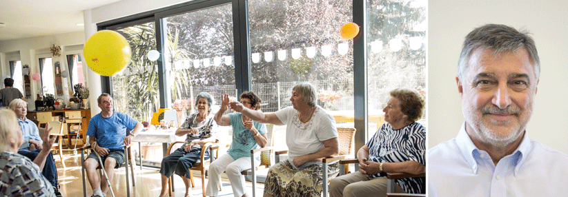 Das „Sofortpro­gramm Altenpflege“ soll die Heimbetreuung verbessern (rechts im Bild: Dr. Gerd W. Zimmermann; Facharzt für Allgemeinmedizin, Hofheim). 