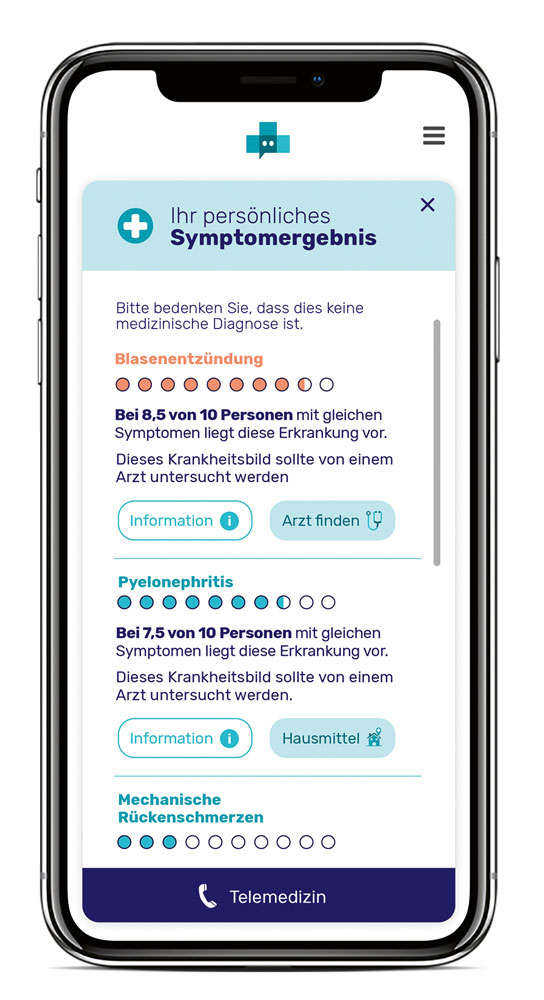 „Docyet“ macht eine Ersteinschätzung und sagt dem Nutzer, ob er mit seiner Erkrankung zum Arzt muss oder nicht.