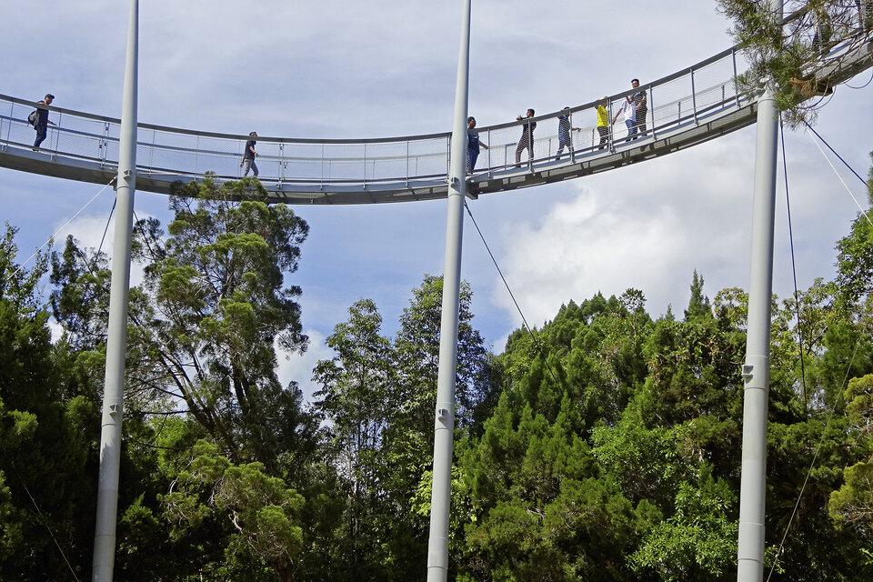 Abb. 4:  Einen Panoramablick über Land und Meer bietet die Aussichtsbrücke auf dem Penang Hill. 