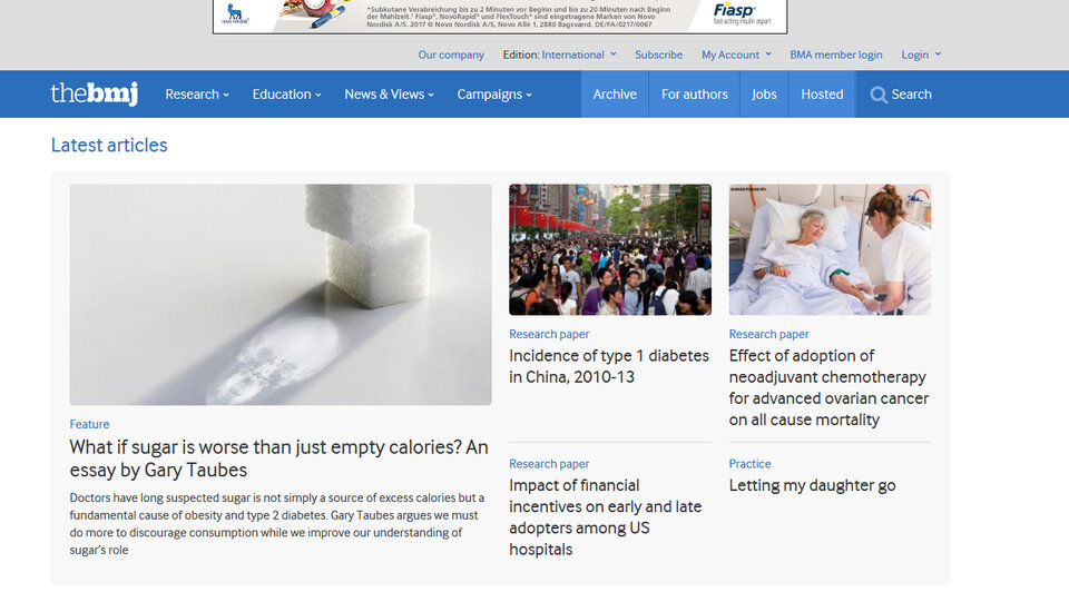 Abb.: Screenshots der Internetseiten des British Medical Journal...