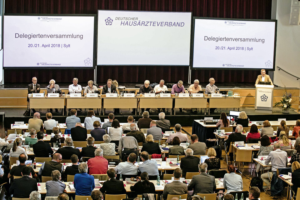 Abb. 2: Der Vorstand des DHÄV stellt sich der Diskussion mit den Delegierten der Landesverbände