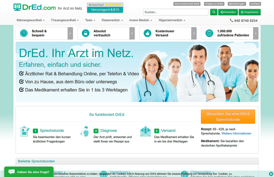 Screenshot der Website DrEd