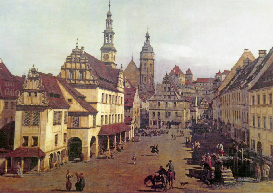 Abb. 5: Der Canaletto-Marktplatz in Pirna vor 250 Jahren.
